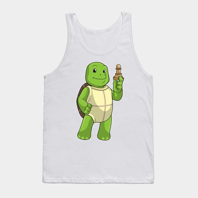 Turtle at Chess with Chess piece Pawn Tank Top by Markus Schnabel